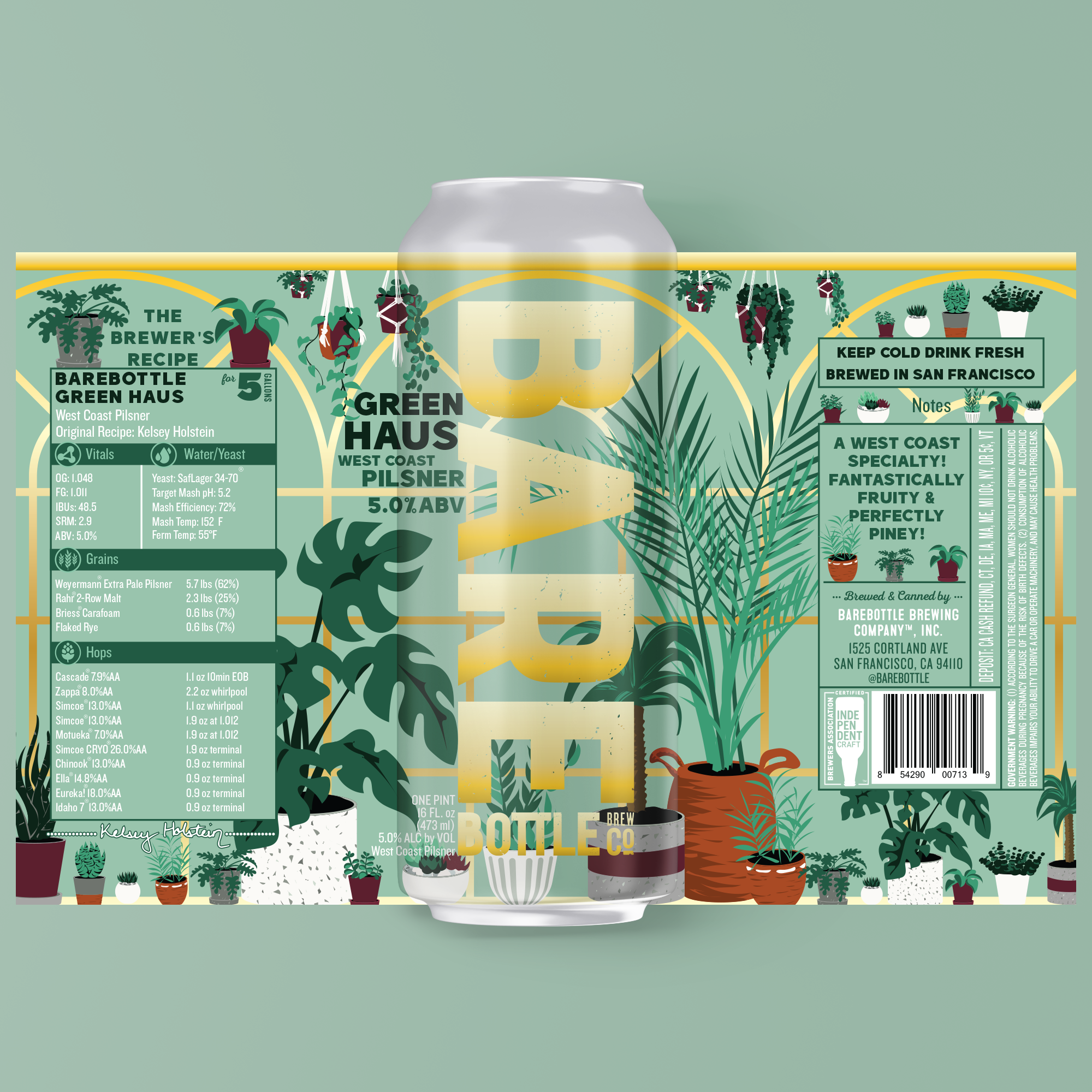AQビール Barebottle Green Haus ウエストコーストピルスナー